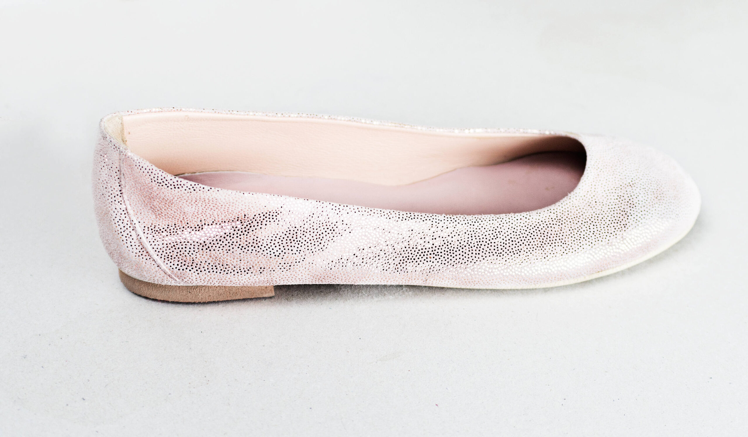 rose gold glitter ballet flats